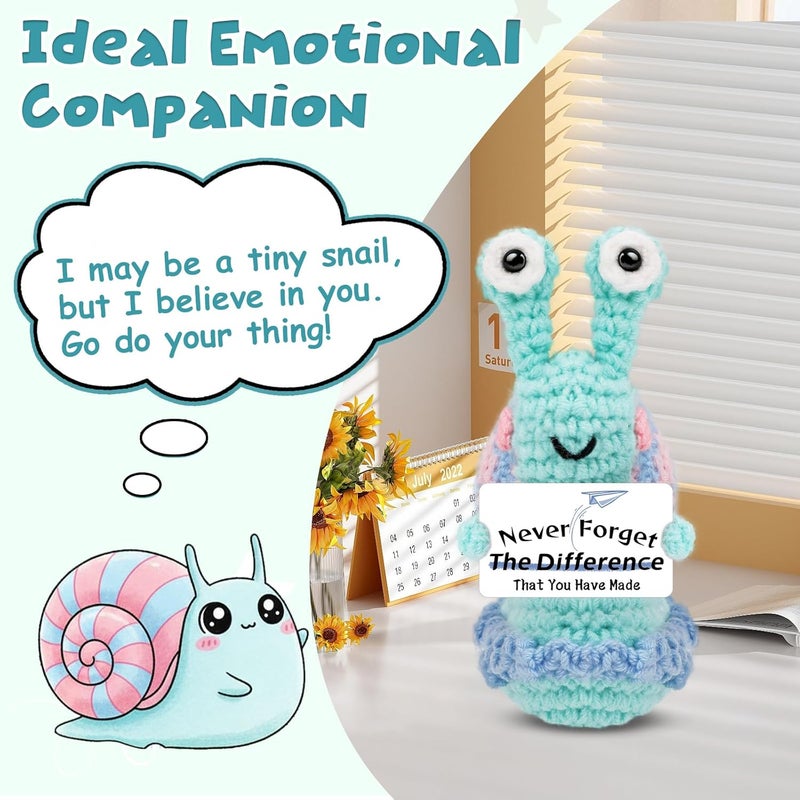 Hoedia Inspirational Snail Thanksgiving Christmas Gifts for Teacher Coworker Employee or People with Depression, Unique Positive Crochet Animals, Thank You Present Home Decorations for Birthday Retirement - Image 4